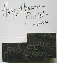 Harry Hasson Florist Printer Block Ink Stamp Letter Press Vintage Atlantic City - £26.86 GBP