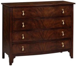 Chest Bow Front Solid Mahogany Swirl Syrup Brown Self Closing 4-Drawers - £2,666.74 GBP