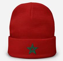 Hat Knitting Pattern Knit Flag Morocco Beanie Winter Cuffed Beanie Moroc... - $34.99
