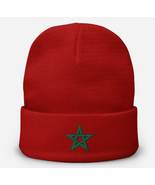 Hat Knitting Pattern Knit Flag Morocco Beanie Winter Cuffed Beanie Moroc... - £27.51 GBP