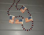 Vintage Mardi Gras Necklace-Faux Pearls Hard Plastic USA Flag - £16.06 GBP
