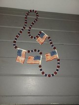 Vintage Mardi Gras Necklace-Faux Pearls Hard Plastic USA Flag - $20.00