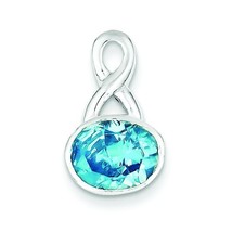 Sterling Silver Blue CZ Pendant Charm Jewelry 19mm x 11mm - £29.99 GBP