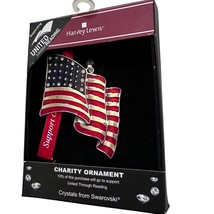Christmas Tree Ornament SUPPORT TROOPS FLAG m Military H Lewis w Crystals - £15.42 GBP