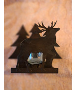 Metal Christmas Deer And Pine Trees Candle Holder Home Decor  - $8.83