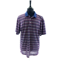 George Short Sleeve Shirt Mens XL 46-48 Golf Polo Navy Pink Stripe Casual Poly - $14.74
