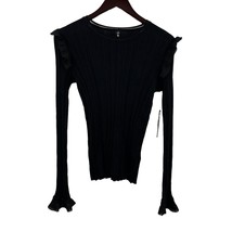 Lord &amp; Taylor Design Lab Black Ruffle Embellished Top Size Small New - £14.55 GBP