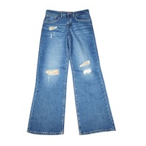 Levis Jeans Womens Size 16 Regular Wide Leg Distressed Floral Patch Blue... - €26,59 EUR
