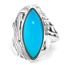 Silver 11.53ct TGW Green-Blue Agate One-of-a-Kind Ring - £1,031.96 GBP