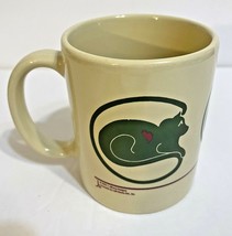 Vintage 1996 Albereg Designs Sleepy Cat Coffee Tea Cup Mug Cream and Green - £11.52 GBP