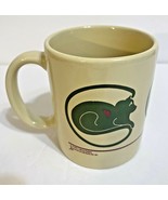 Vintage 1996 Albereg Designs Sleepy Cat Coffee Tea Cup Mug Cream and Green - £11.51 GBP