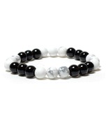 8mm Howlite Obsidian Bead Bracelet 7.5inches Jewelry Bless Handmade Spir... - $543.72 MXN