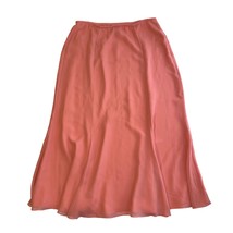 Eileen Fisher Pink 100% Silk Flowy Midi Side Zip Lined Skirt Womens Small - £35.43 GBP