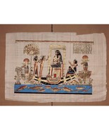 Papyrus Paper Egyptian Art Hand Painted Nefertiti Unique Vintage 17&quot; x 2... - £60.84 GBP