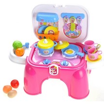 Portable Kids Kitchen Cooking Set Toy With Lights And Sounds, Folds Into Step St - £35.96 GBP