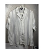 Eileen Fisher Varied Striped Silk Camp Shirt Short Sleeve Button Top Siz... - $1,435.82 MXN