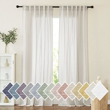 Nicetown Semi Sheer Light Filtering Linen Curtains For Windows 95 Inch, 2 Pcs. - £30.31 GBP