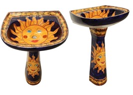 Mexican Talavera Pedestal Sink Handcrafted Ceramic - Sol Alegre - - $16,842.45 MXN