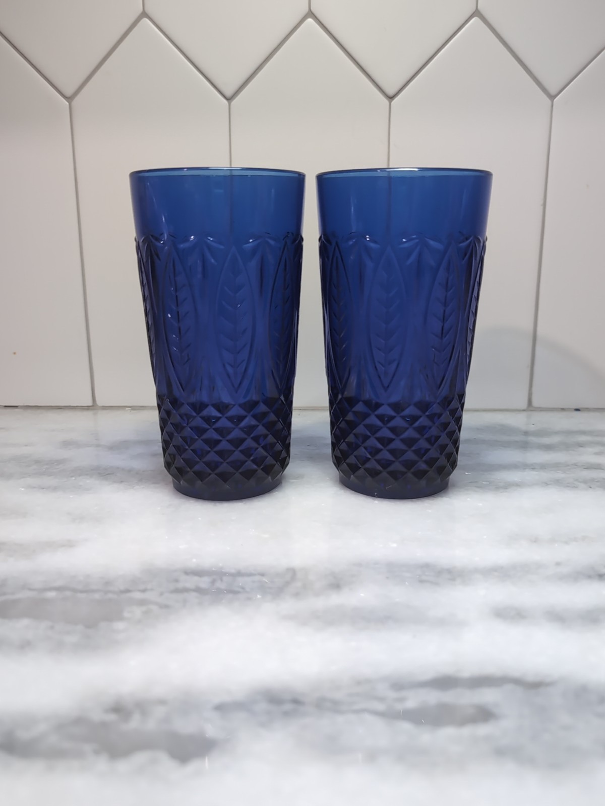 Avon Royal Sapphire Iced Tea Tumblers Glass(es) Set of 2 - $13.86