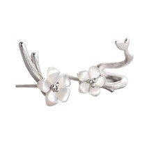 White Cherry s925 Silver Earrings Flower Round Cuff Earrings For Women Elegant F - £22.31 GBP