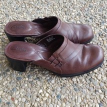 Clarks Heels Women&#39;s Brown Leather Slip On Heels - Size 6.5 - $21.99