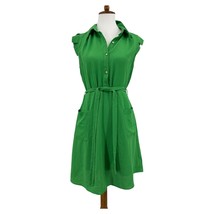 Shirt Dress belted Size Large Women&#39;s Green Short Sleeve Monteau LA  - $26.73