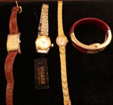 Lot of 4 Vintage Fashion Wrist Watches Sarah Coventry; Visage; Medana; W... - £19.66 GBP