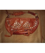 VTG Y2K Steve Madden Brown Genuine Leather Studs Hobo Satchel Shoulder B... - $434.61 MXN