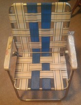 Vintage Sunbeam Aluminum Lawn Chair Woven Seat Webbed MCM Mid Century Beach - £39.90 GBP