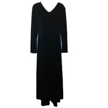 Vintage Worthington Women&#39;s Long Black Velour Stretch Dress Formal Elegant Sz 8 - £25.68 GBP