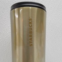 2013 Starbucks Stainless Steel Gold Cascading Wave Pattern Flip Top Straw Cup - £38.24 GBP