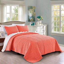 Quilt Set King/Cal King/California King Size Coral - Oversized Bedspread - Soft  - £43.58 GBP