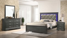 Twin 4 Piece LED Bedroom Set - Gray Wood - $1,657.99