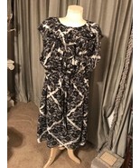 NWOT WOMENS EMMA &amp; MICHELE SHEER RUFFLED BODICE LACE PRINT DRESS WITH TI... - $20.80 CAD