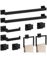 10-Pieces Matte Black Bathroom Accessories Set, 23.6 Inch Bath Towel Bar... - $108.99