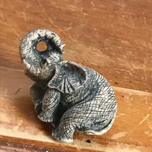 Small Gray Resin Laying Down Elephant w Tusks Figurine – 1.5 inches high... - $7.69