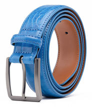 HOT Blue Mens Genuine Leather Belts for Men Dress Belt  Size 32-46 - £18.60 GBP
