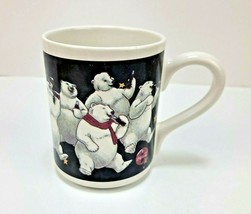 Coca Cola Happy Polar Bears Group Mug Gibson 1990s Vintage Ceramic 16 oz   - £7.18 GBP