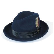 Mens Bruno Capelo Dress Hat Australian Wool Crushable Fedora Giovani UN102 Navy image 6
