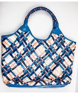 LONDON FOG  Weekend Travel Tote Bag Basket Weave Design Teal, Cream, Ora... - £27.60 GBP