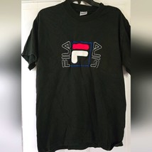 Vintage Fila Men&#39;s Faded Black Graphic T-Shirt Single Stitch Size L - $24.64 CAD