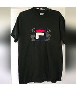 Vintage Fila Men&#39;s Faded Black Graphic T-Shirt Single Stitch Size L - $24.57 CAD