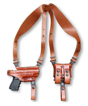 Fits CZ P-10 F 9mm Full Size 4.5”BBL Leather Shoulder Holster Double Mag #1493# - £111.90 GBP