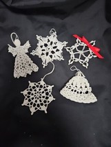 5 Crochet Hand Made Christmas Ornaments - $6.92