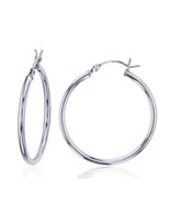 Sterling Silver 2x30mm Hoop Earrings Silver No Size - $355.52 MXN