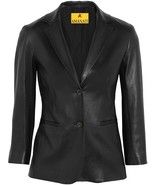 Leather Jacket Blazer Women Size Women's Suede 100% Coat Fitted Retro Black 6 - $140.00