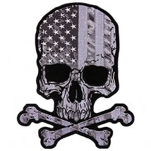 Skull Bones USA Flag Jacket Vest Iron on Biker mc Patch - £7.65 GBP+
