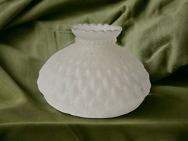 Vtg 10&quot; Satin Frosted Glass Diamond Quilted Hurricane Crimped Light/Lamp Shade - £70.79 GBP
