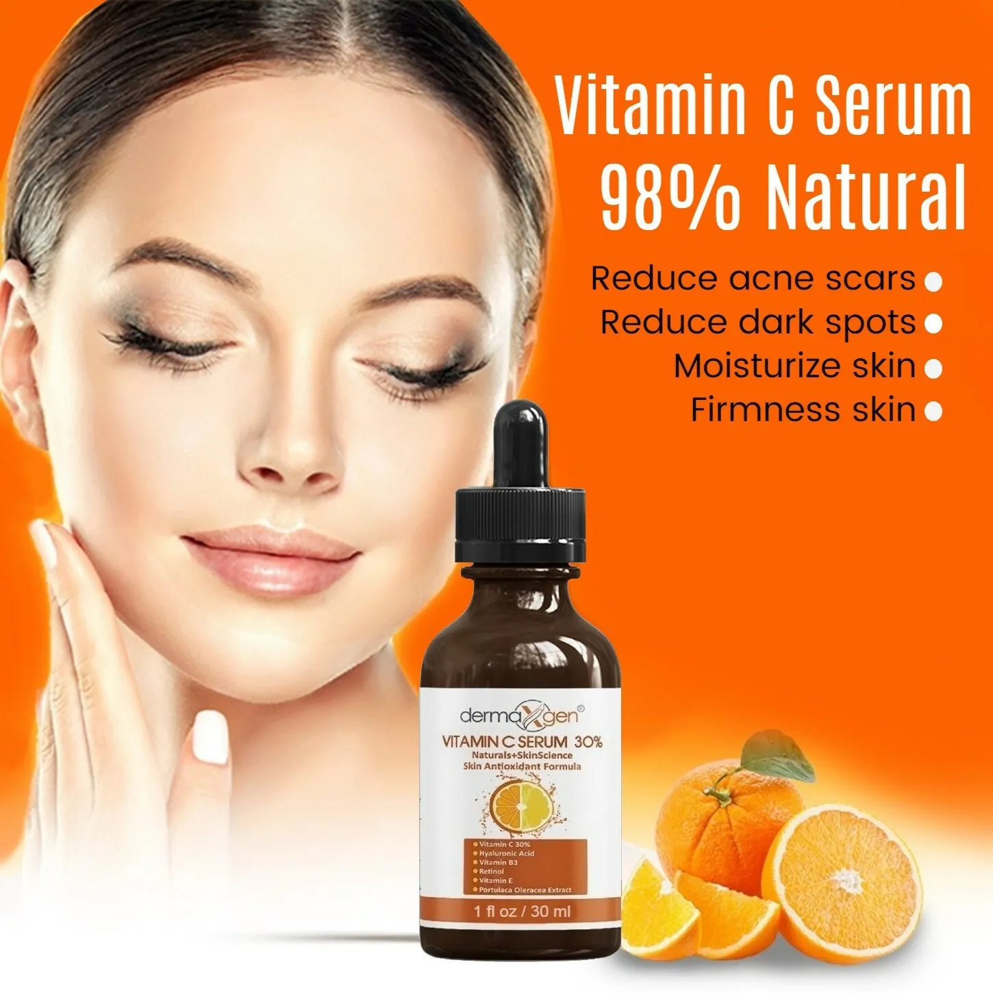 Dermaxgen® Pure Vitamin C 30% + VITAMIN B3+E+Hyaluronic Acid Antioxidant Serum - £16.45 GBP