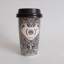 Starbucks Travel Mug Jonathan Adler B And W Paisley Pattern Lid Scratches - £17.39 GBP